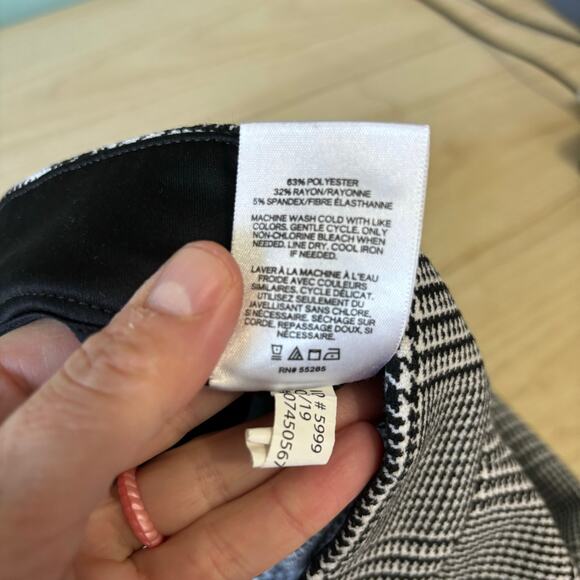 Express Pants Women Medium Black White Houndstooth Plaid Pleated Trouser Ankle - Picture 11 of 11